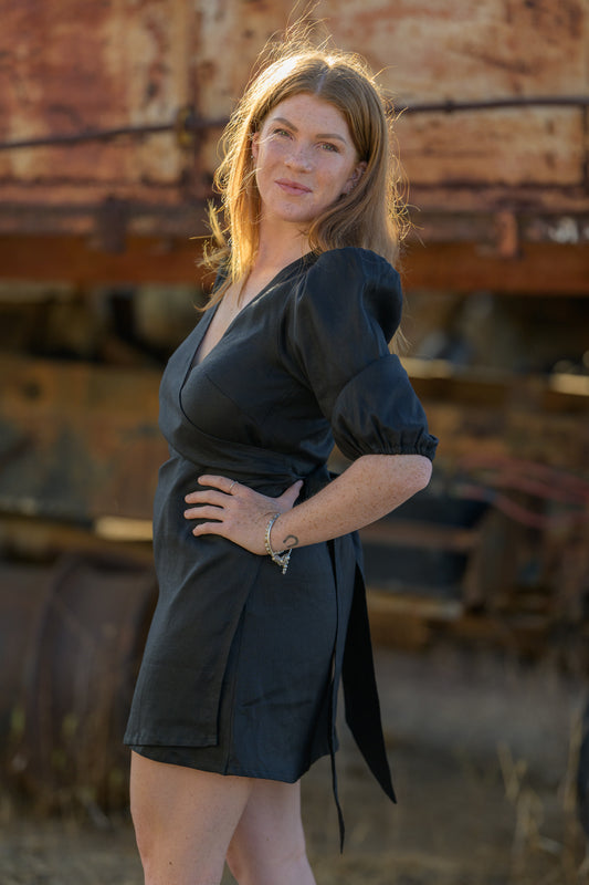 Drovers Dream Premium Linen Dress - Black