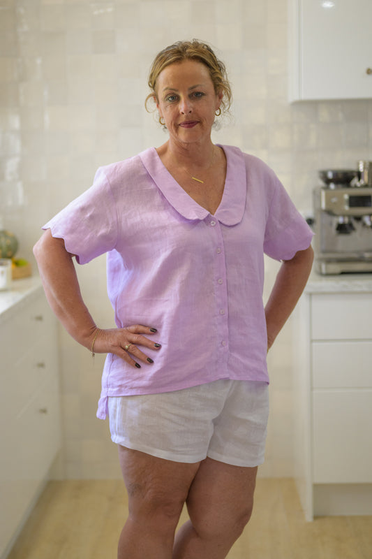 Wildflower Top Pure Linen - Lilac