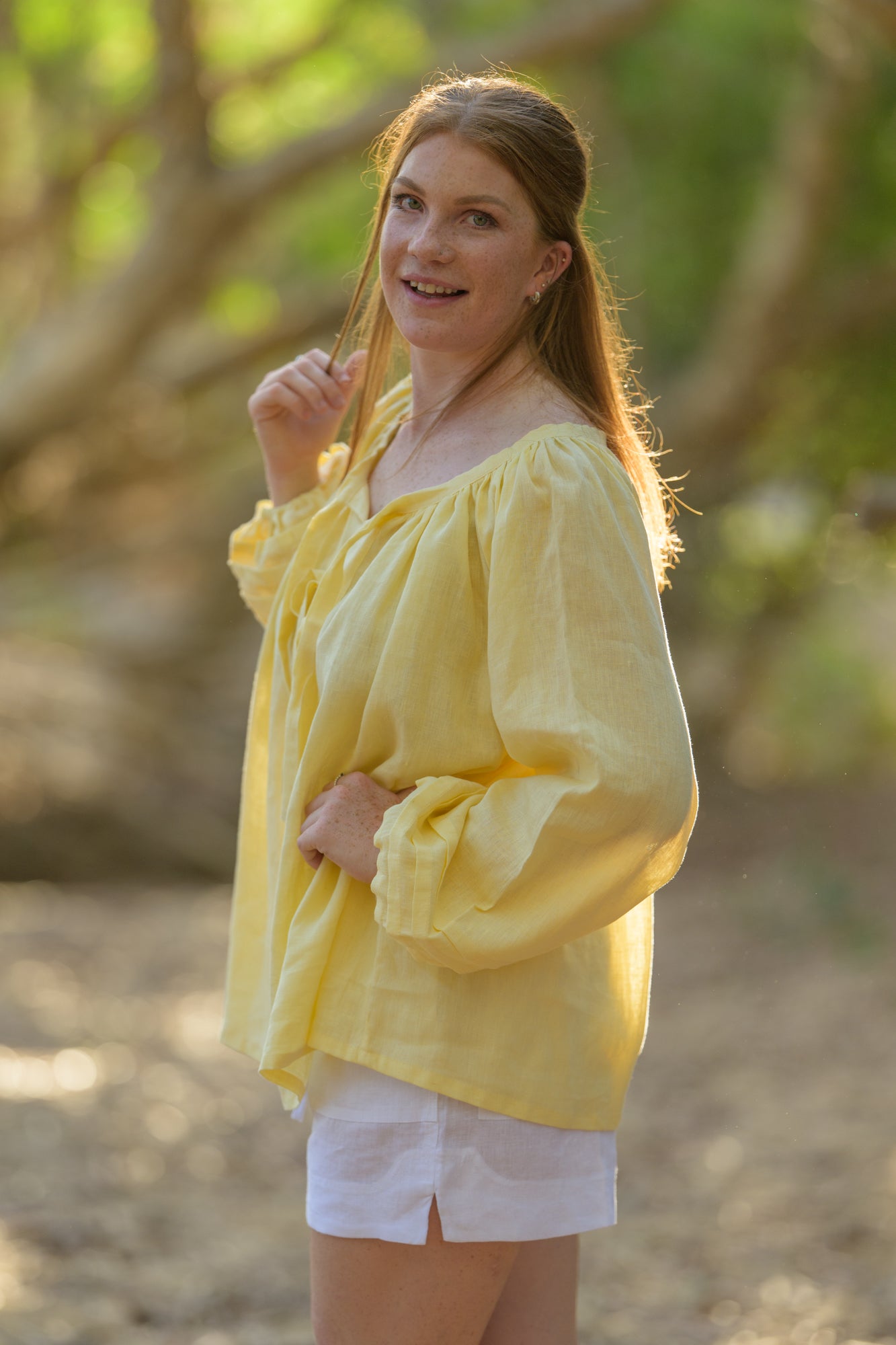 Windmill Smock Top Premium Linen - Yellow