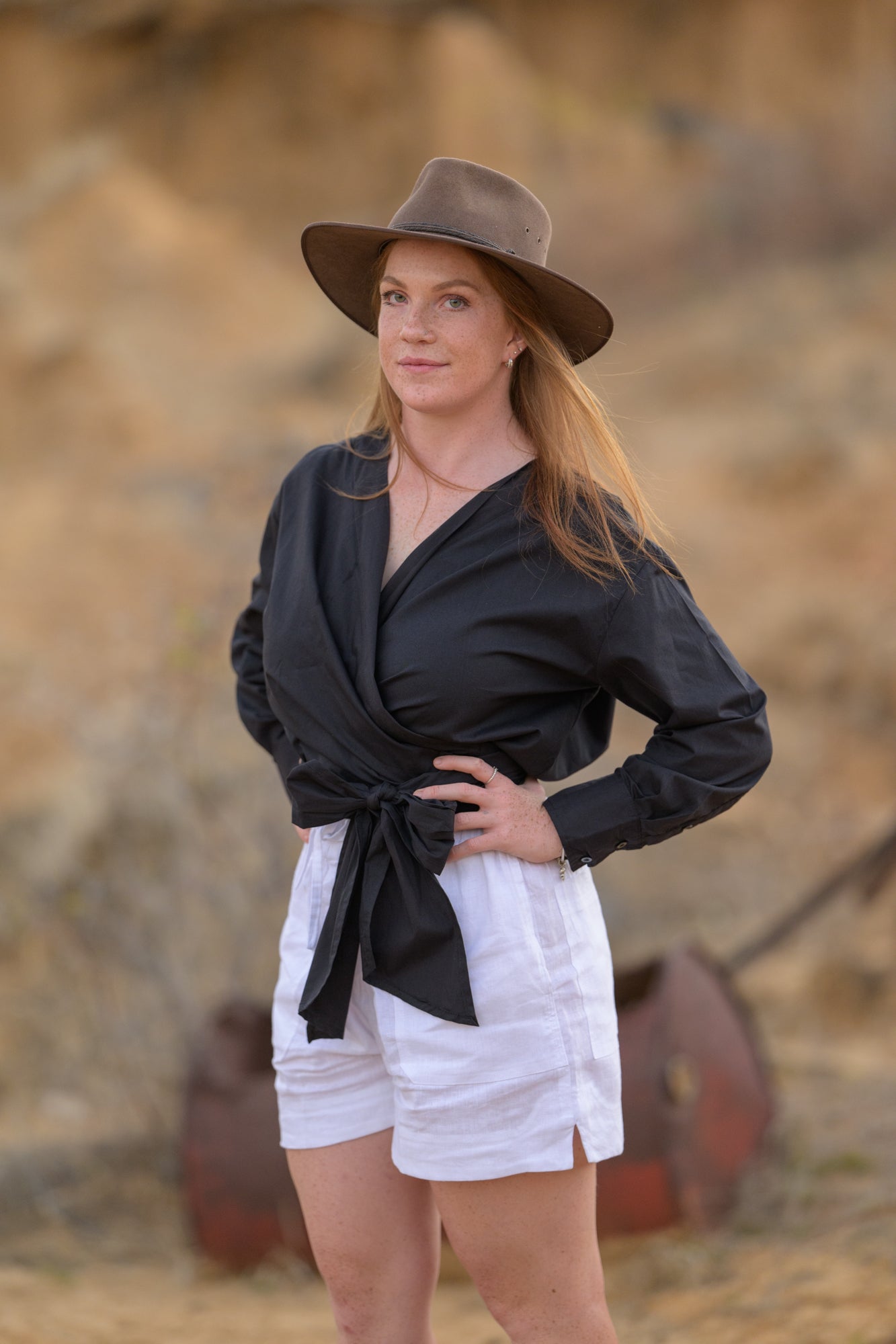 Barbed Whip Cotton Wrap Shirt - Black