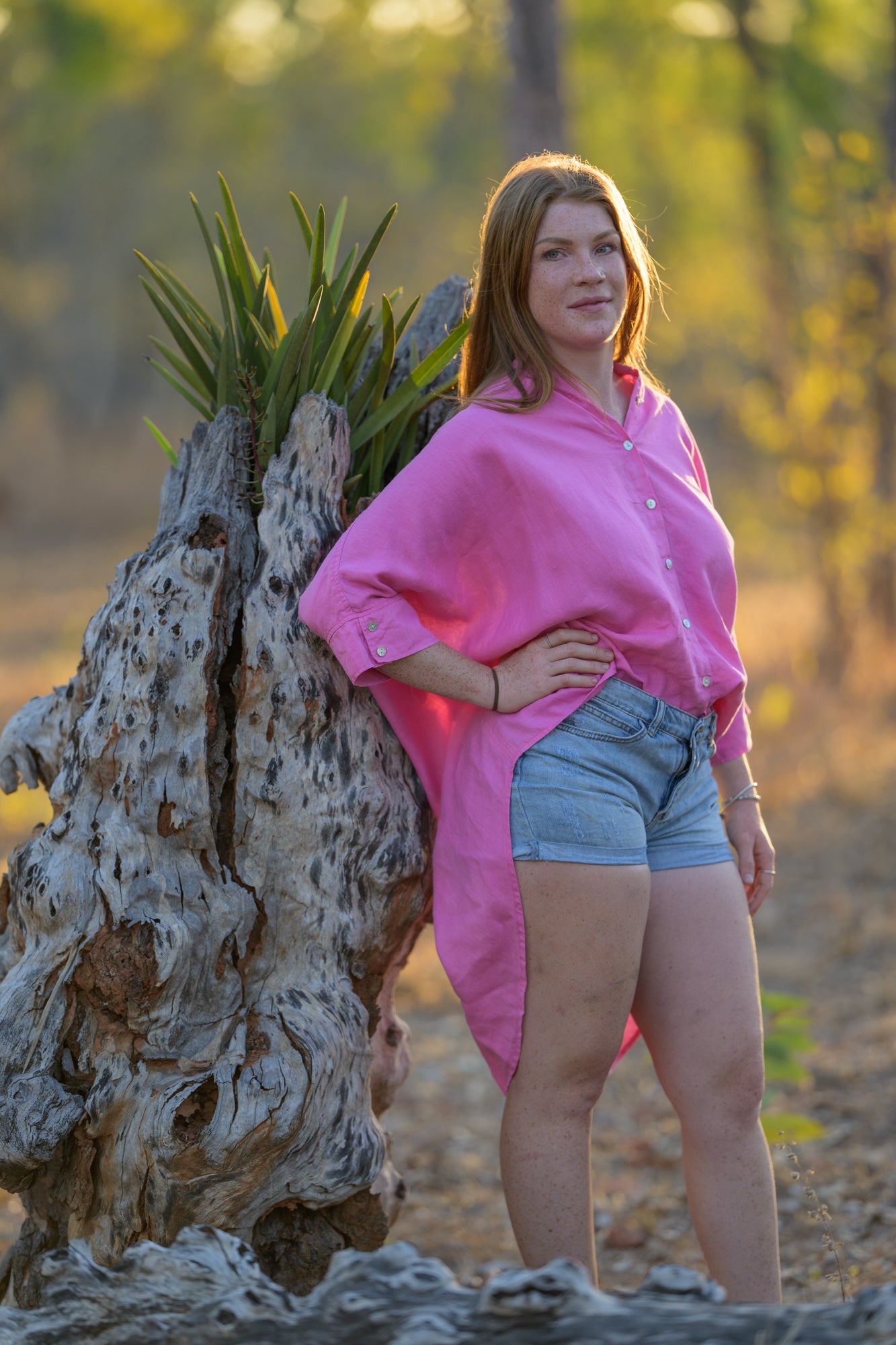 Galah Top Pure Linen - Pink