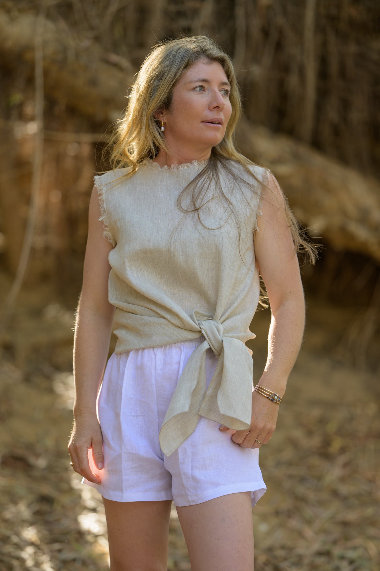 Ziggy Wattle Top Pure Linen - Sand