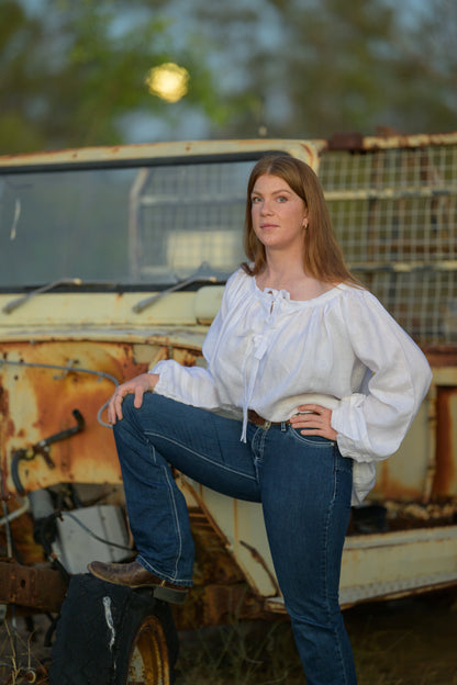 Windmill Smock Top Linen - White