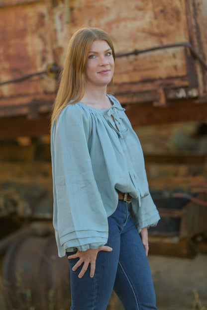 Windmill Smock Top Premium Linen - Seafoam
