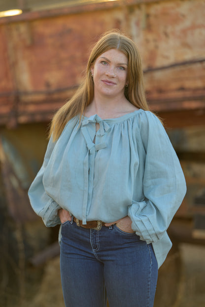 Windmill Smock Top Premium Linen - Seafoam