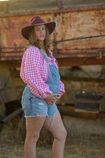 Windmill Smock Top Cotton - Pink Gingham