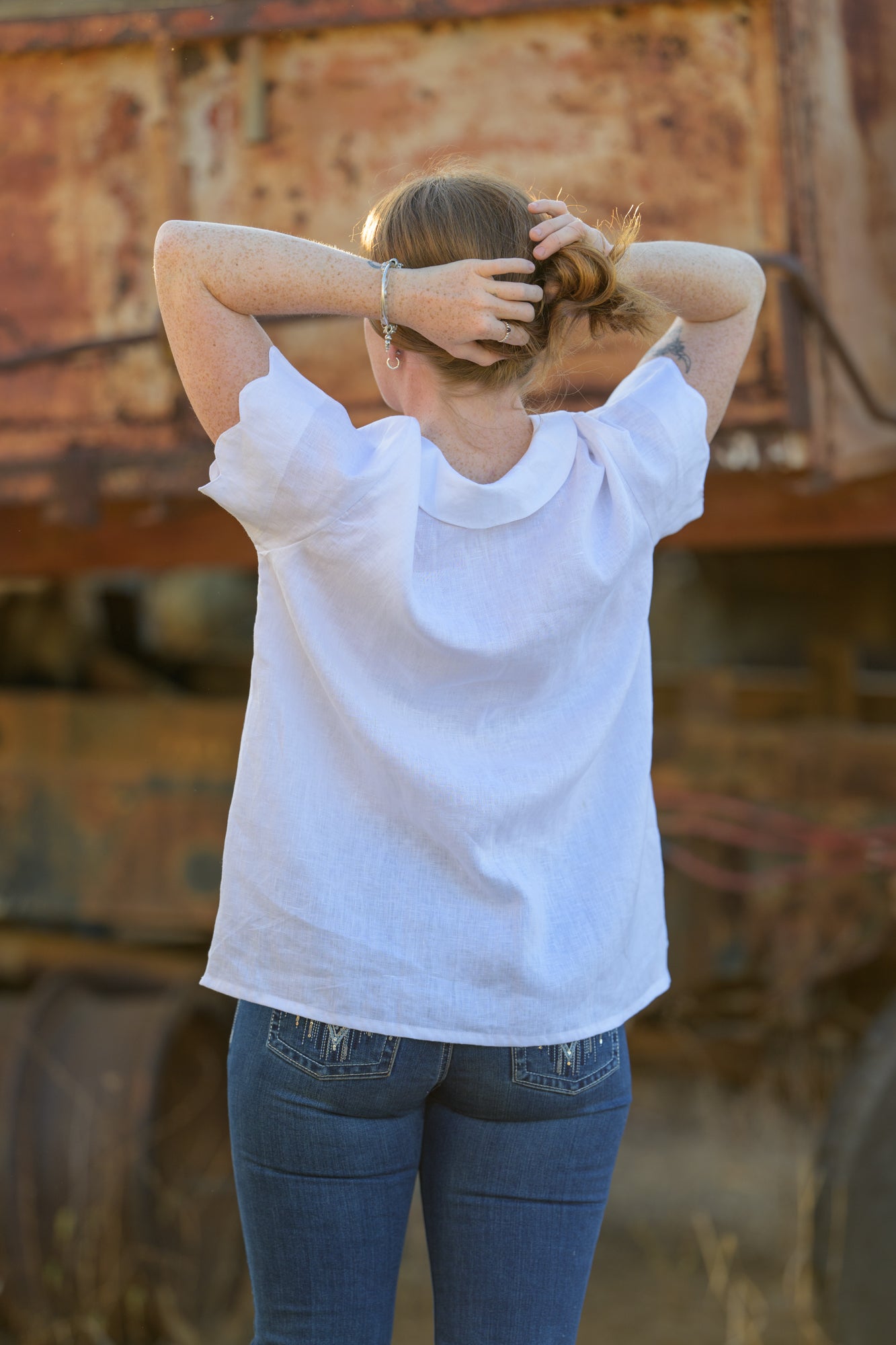 Wildflower Top Pure Linen - White