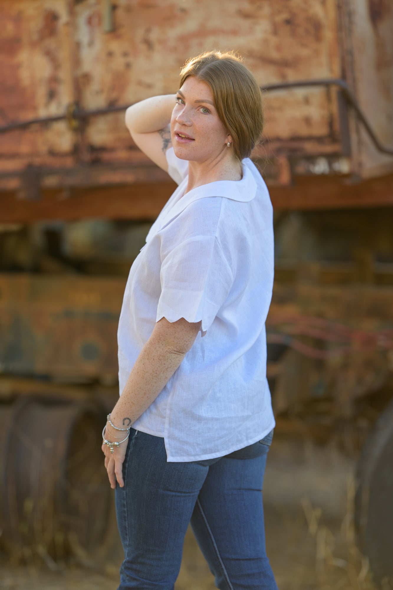 Wildflower Top Pure Linen - White