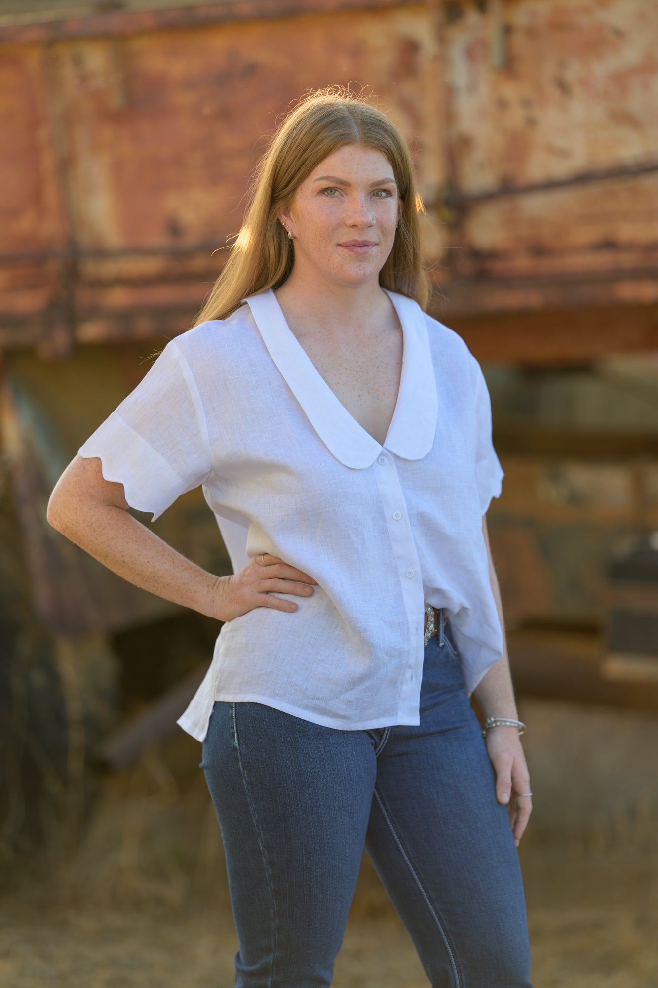 Wildflower Top Pure Linen - White