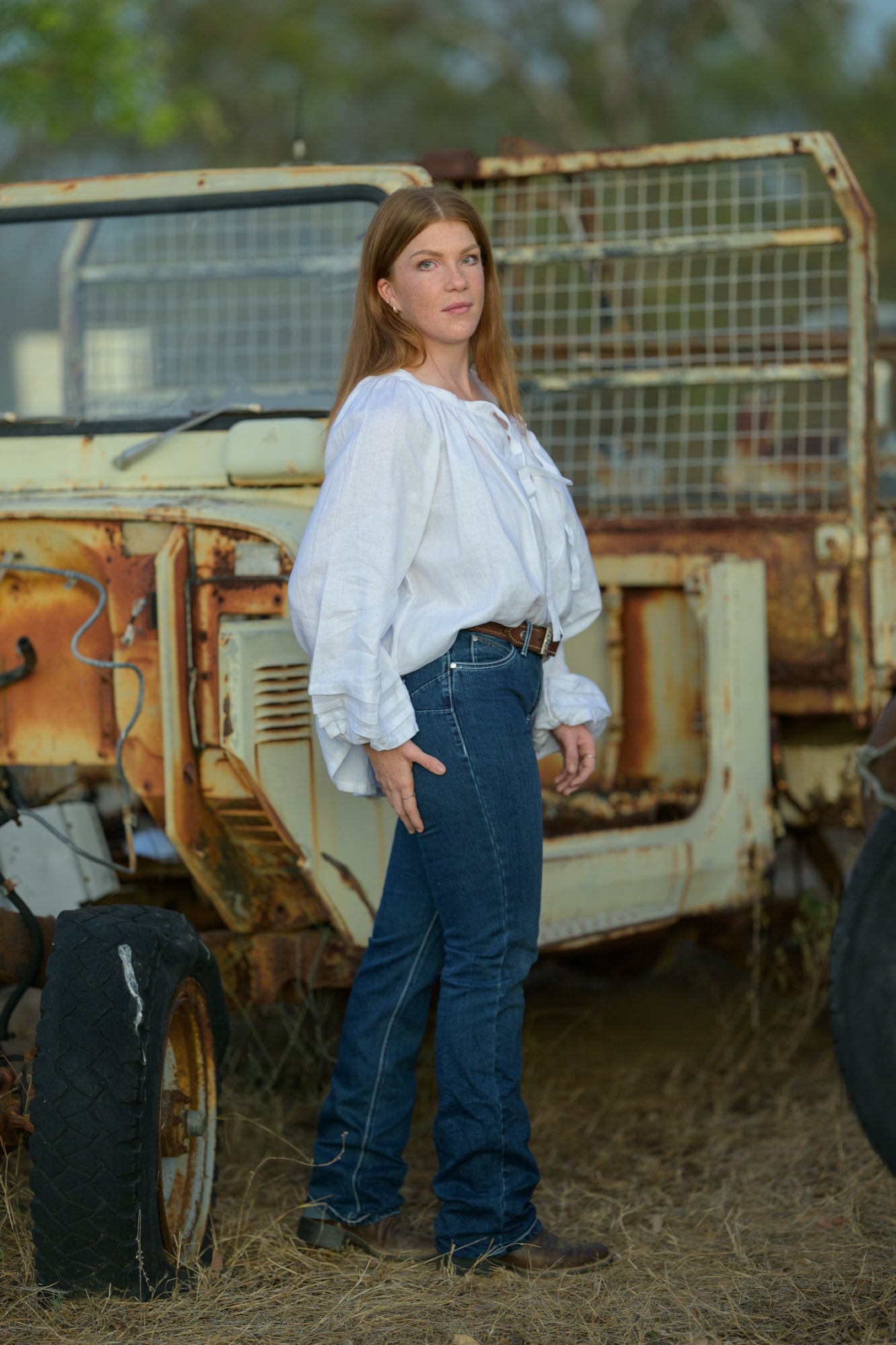 Windmill Smock Top Linen - White