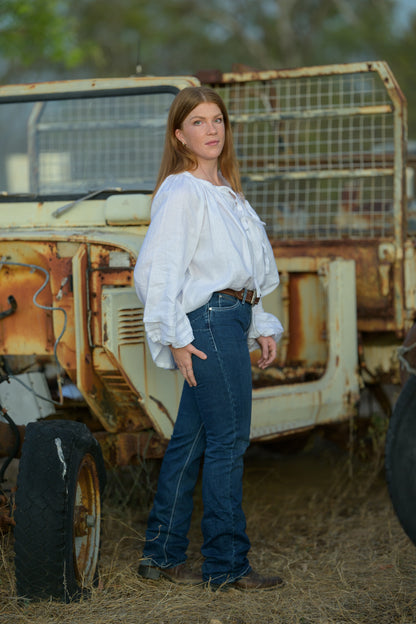 Windmill Smock Top Linen - White