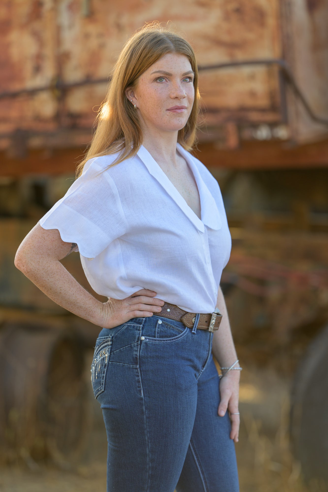 Wildflower Top Pure Linen - White