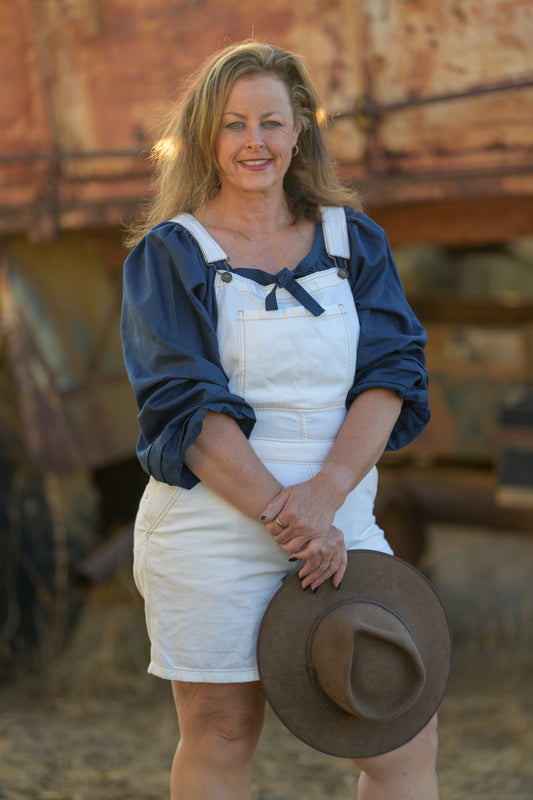 Windmill Smock Top Linen - Navy