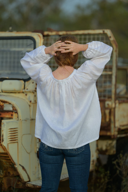 Windmill Smock Top Linen - White