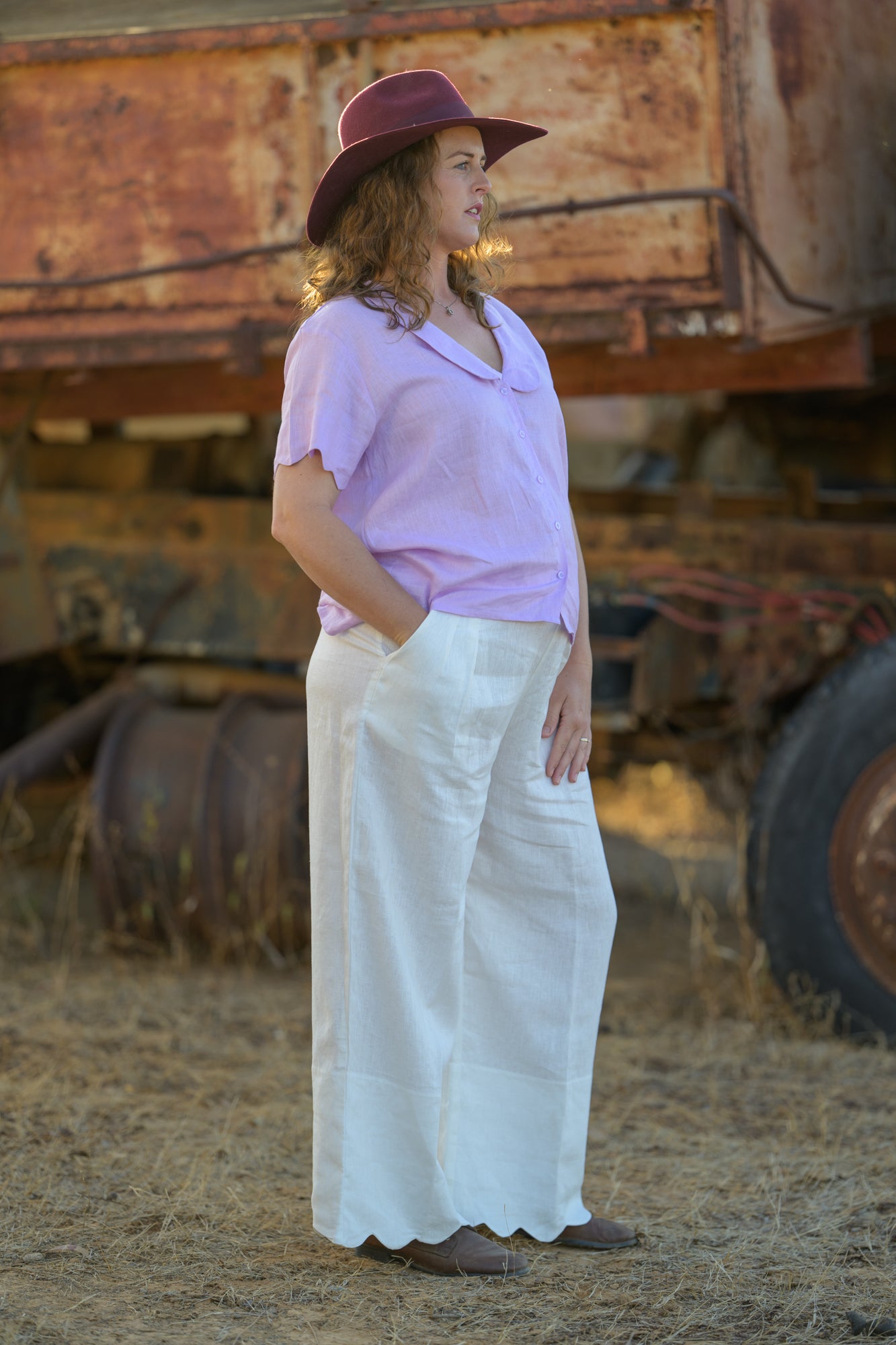 Wildflower Top Pure Linen - Lilac