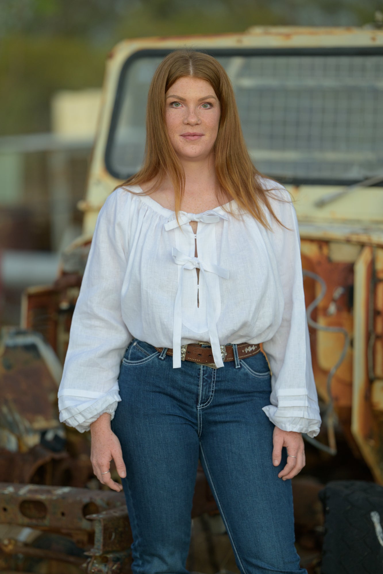 Windmill Smock Top Linen - White