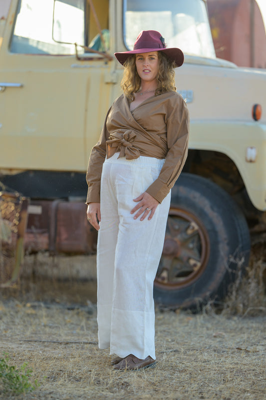 Barbed Whip Cotton Wrap Shirt - Espresso