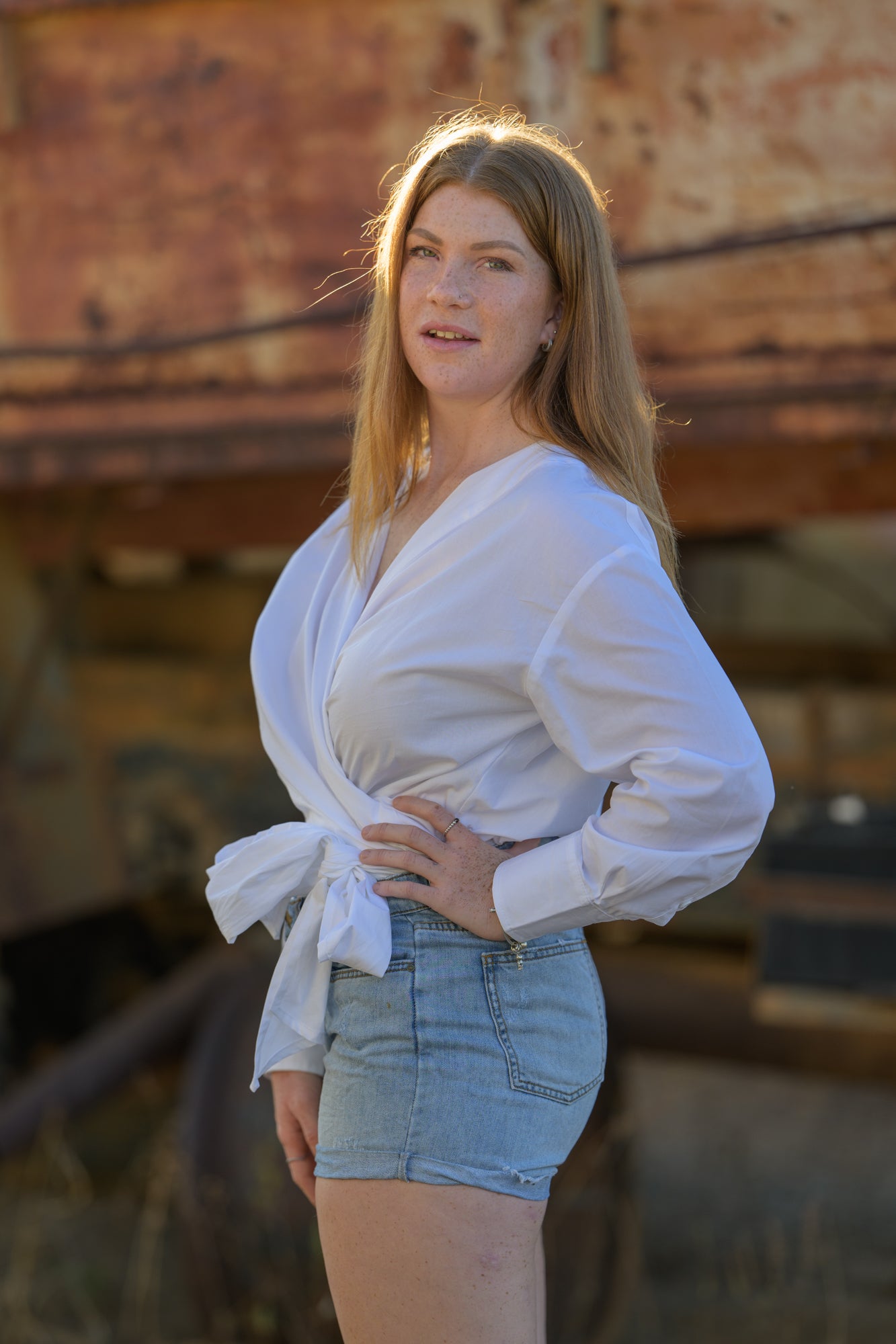 Barbed Whip Cotton Wrap Shirt - White