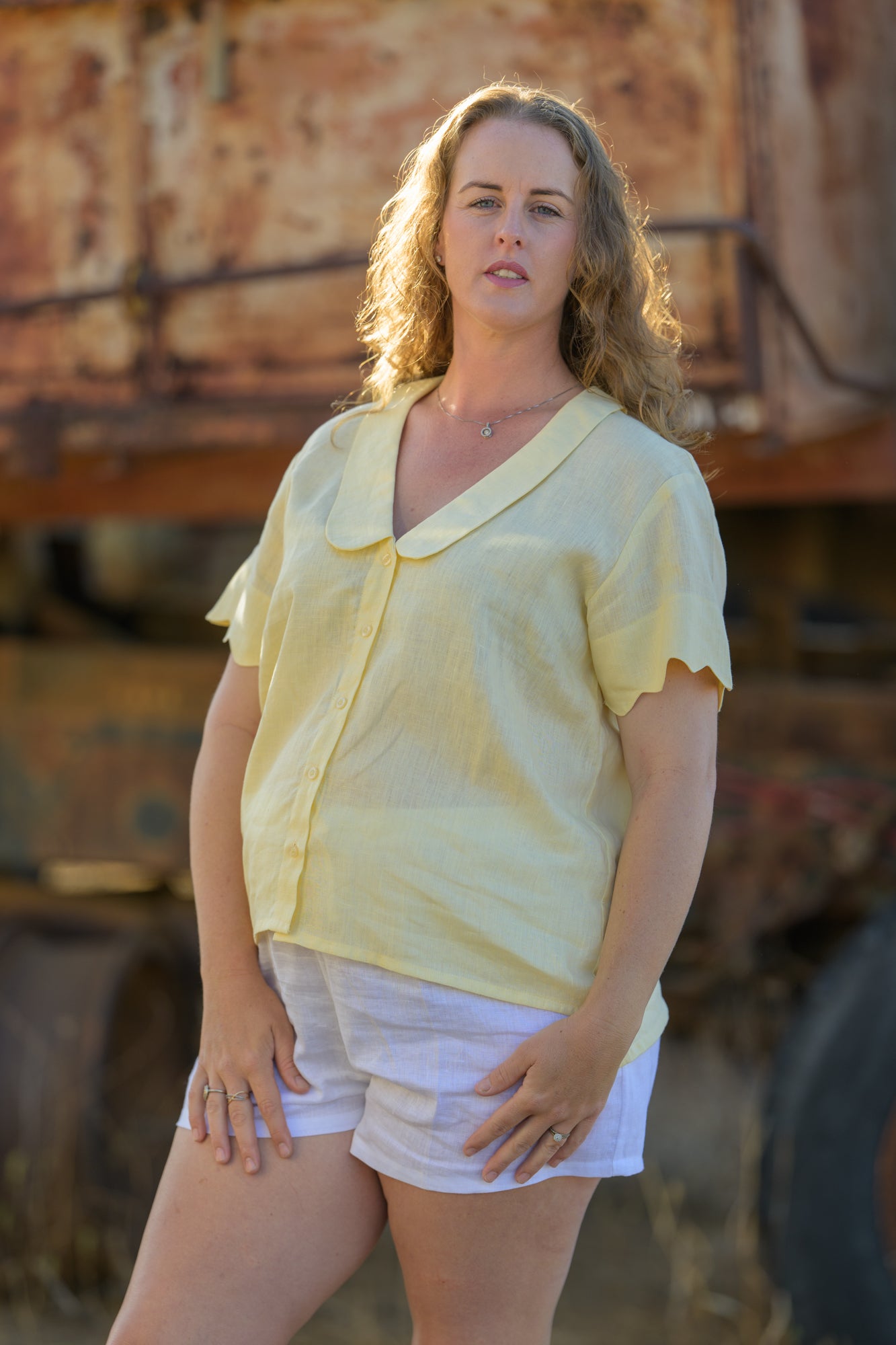 Wildflower Top Pure Linen - Butter