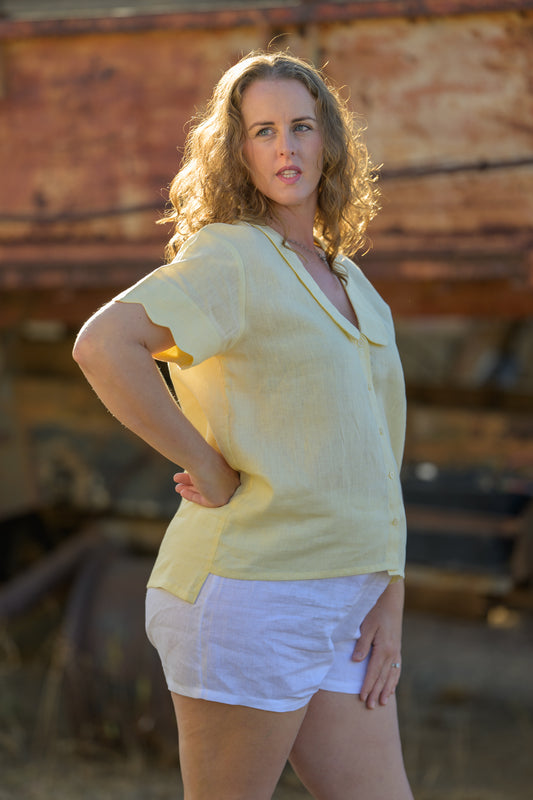 Wildflower Top Pure Linen - Butter