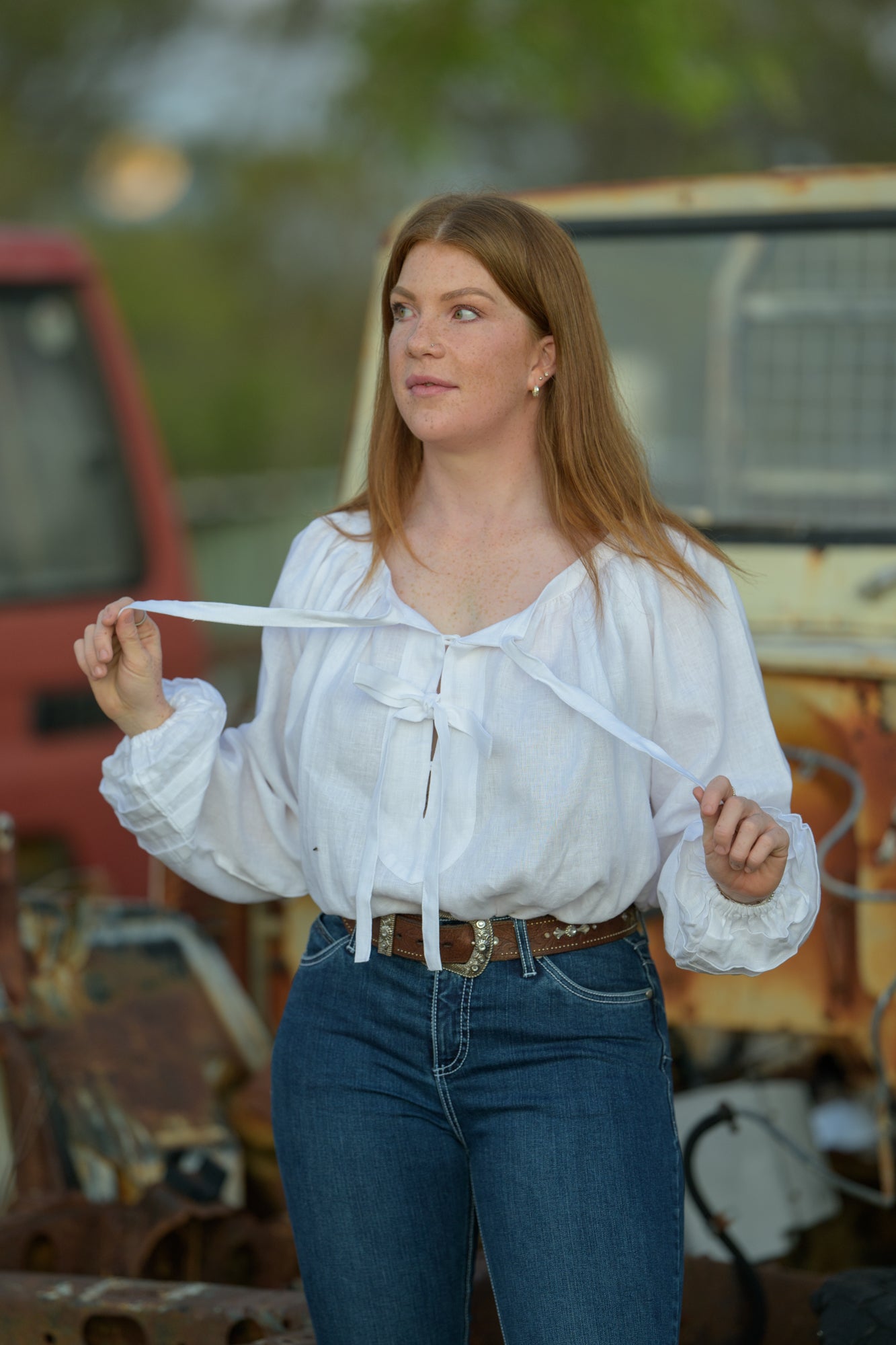 Windmill Smock Top Linen - White