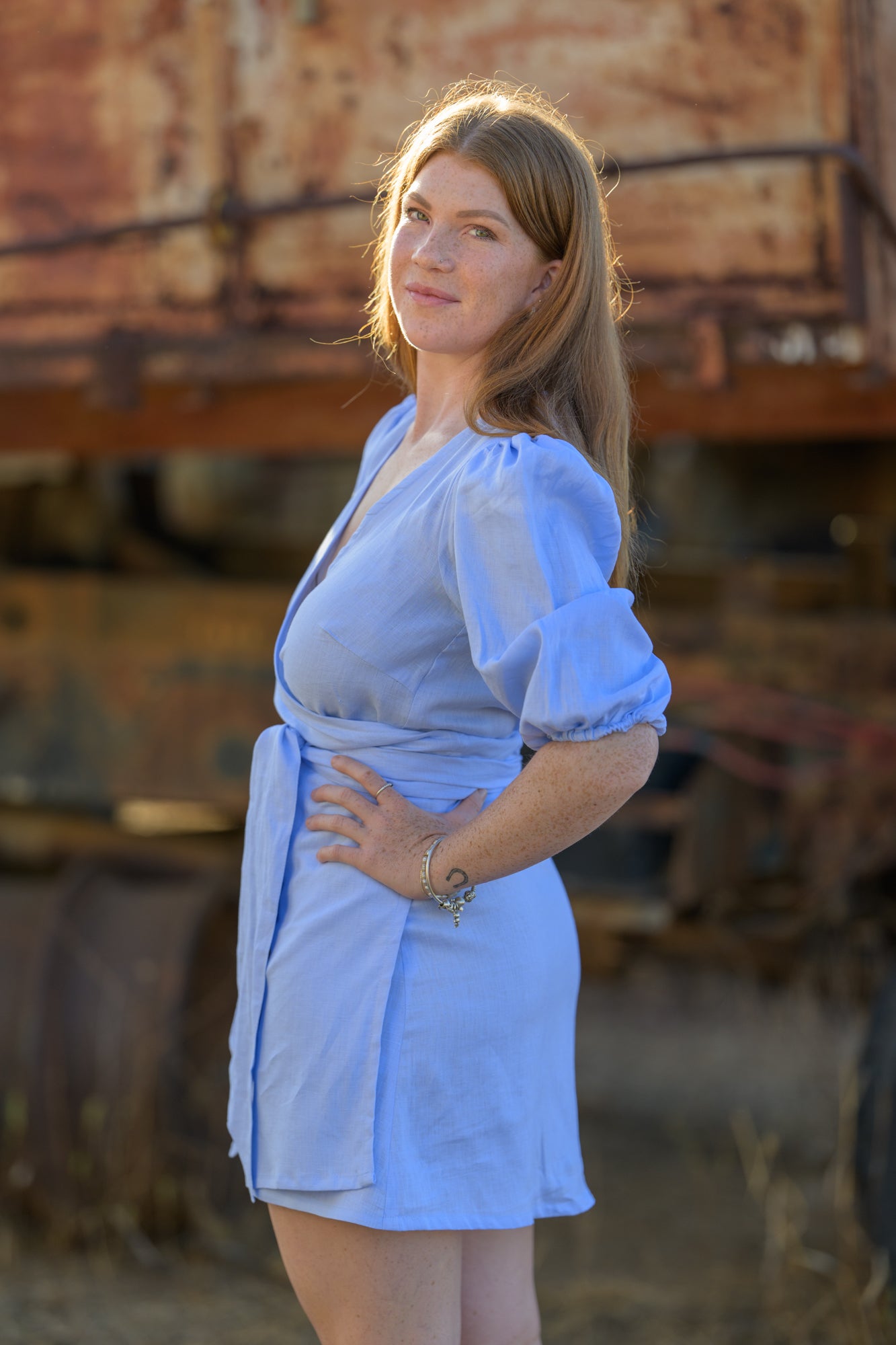 Drovers Dream Premium Linen Dress - Sky Blue
