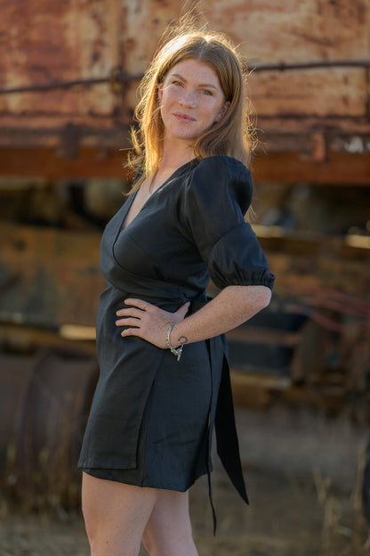 Drovers Dream Premium Linen Dress - Black