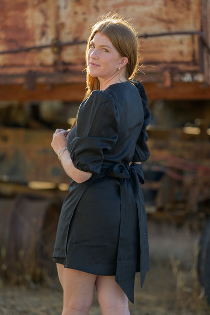 Drovers Dream Premium Linen Dress - Black