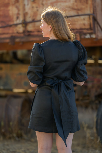 Drovers Dream Premium Linen Dress - Black