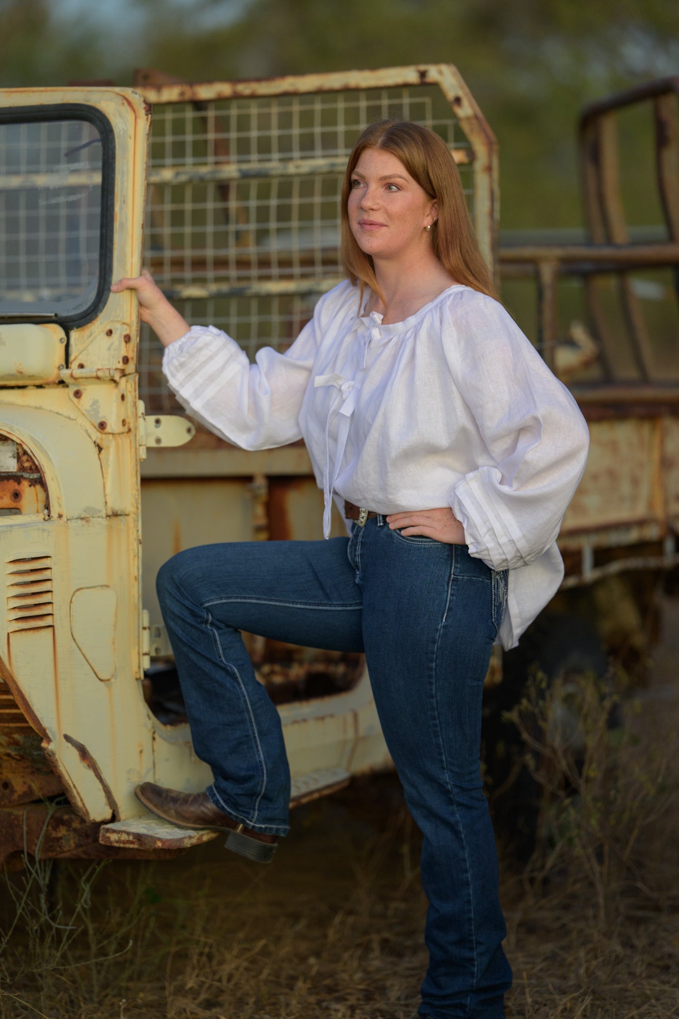 Windmill Smock Top Linen - White