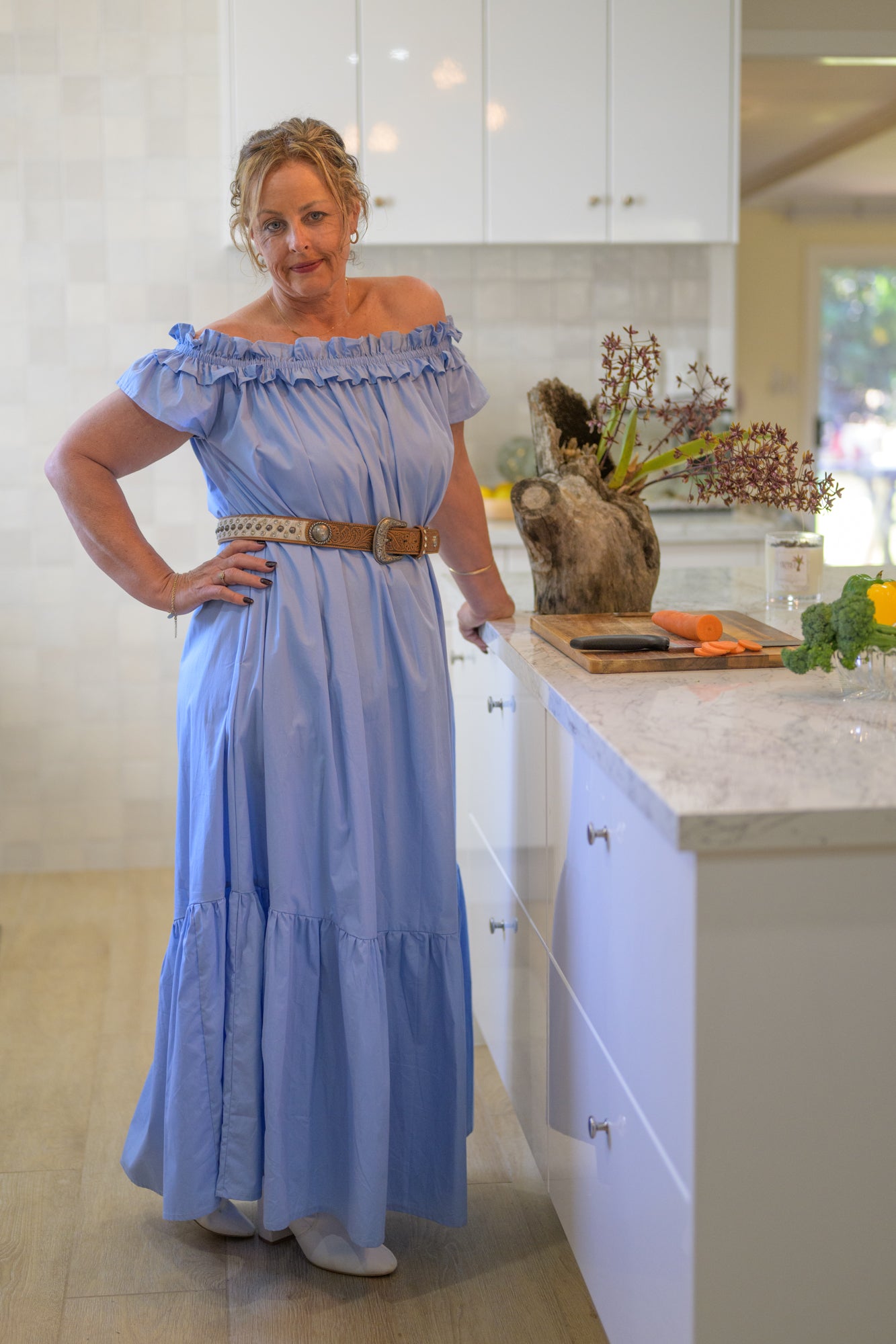 River Stone Premium Poplin Cotton Dress - Blue