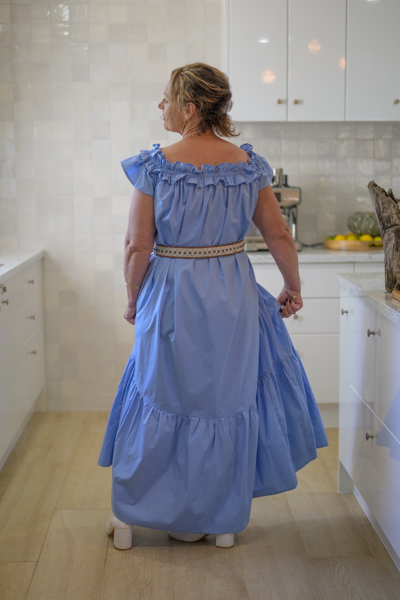 River Stone Premium Poplin Cotton Dress - Blue