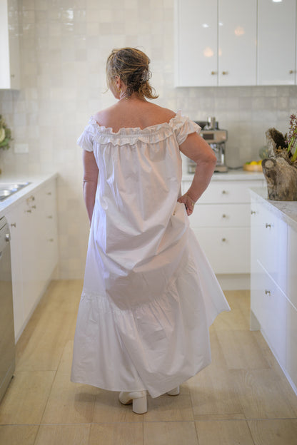 River Stone Premium Poplin Cotton Dress - White