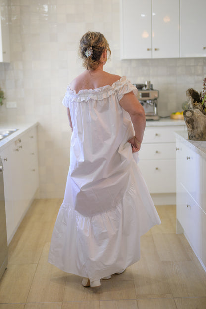 River Stone Premium Poplin Cotton Dress - White