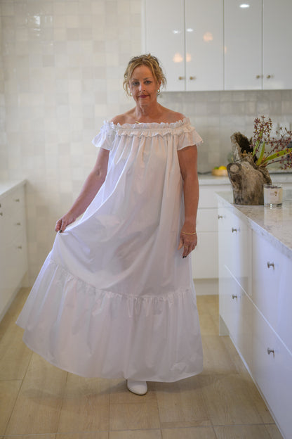 River Stone Premium Poplin Cotton Dress - White