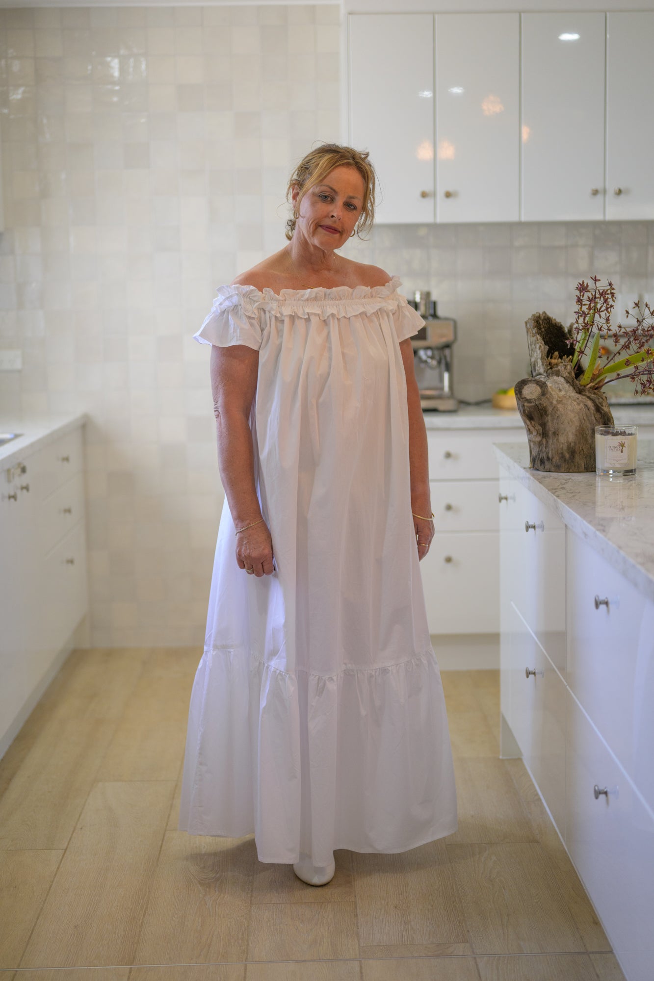 River Stone Premium Poplin Cotton Dress - White