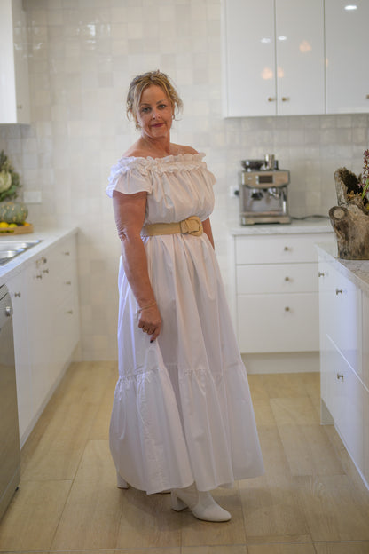 River Stone Premium Poplin Cotton Dress - White