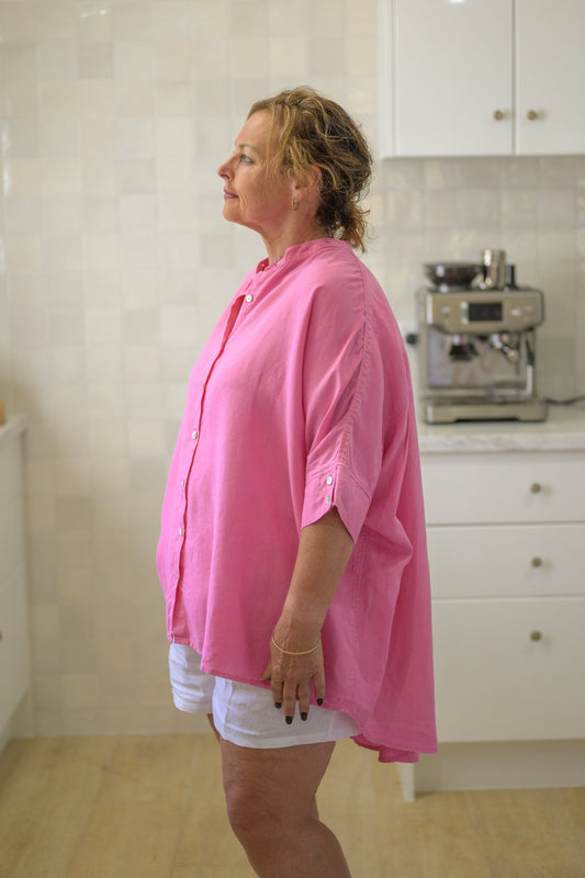 Galah Top Pure Linen - Pink