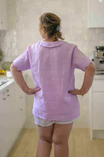 Wildflower Top Pure Linen - Lilac