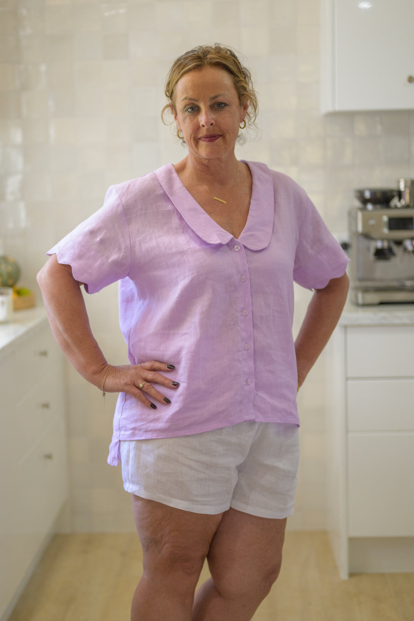 Wildflower Top Pure Linen - Lilac