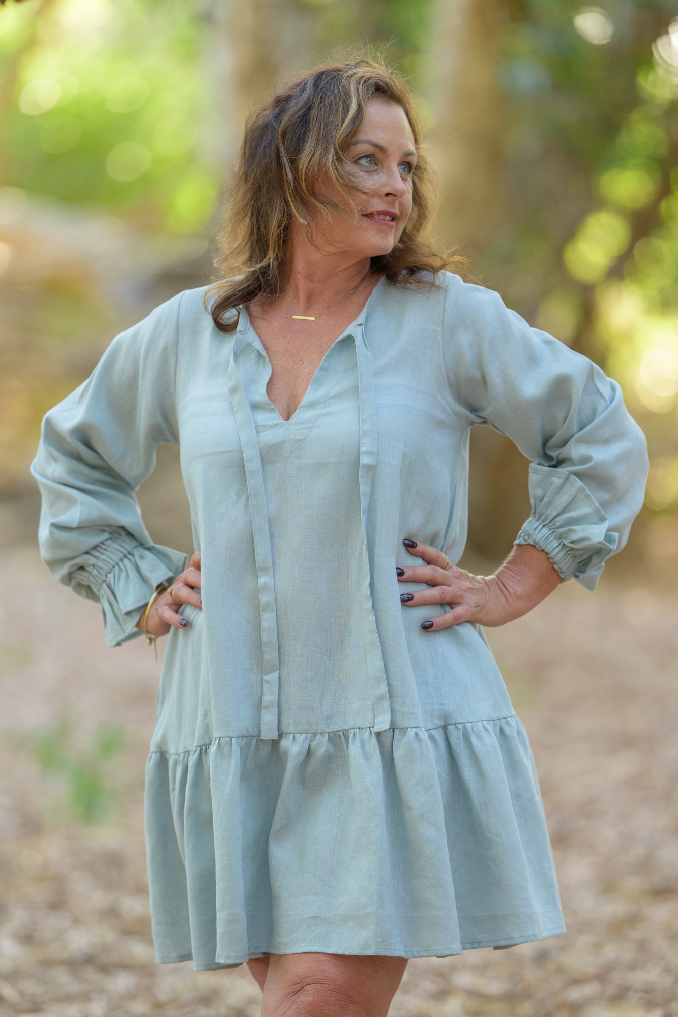 Sundowner Premium Linen Dress - Seafoam
