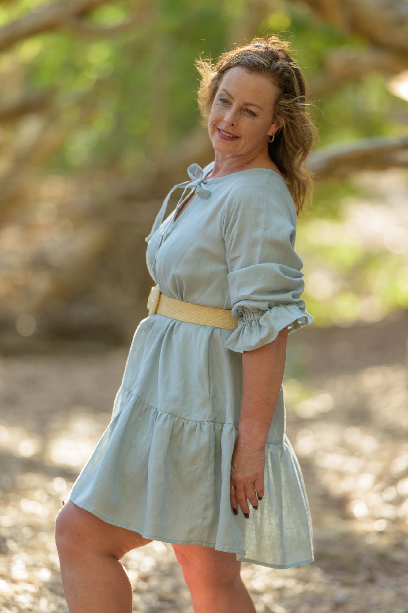 Sundowner Premium Linen Dress - Seafoam