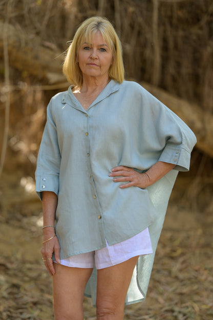 Galah Top Pure Linen - Seafoam
