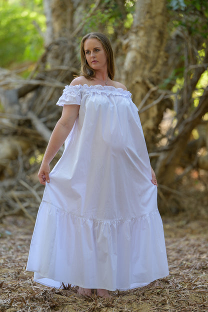 River Stone Premium Poplin Cotton Dress - White