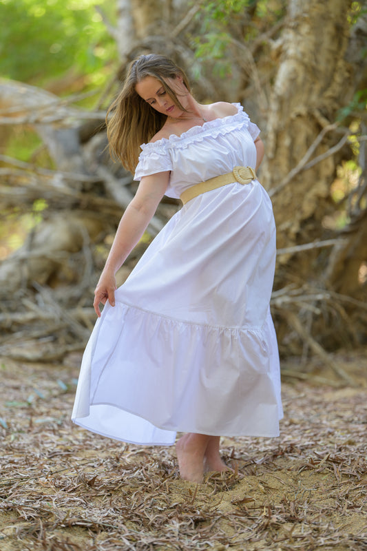 River Stone Premium Poplin Cotton Dress - White