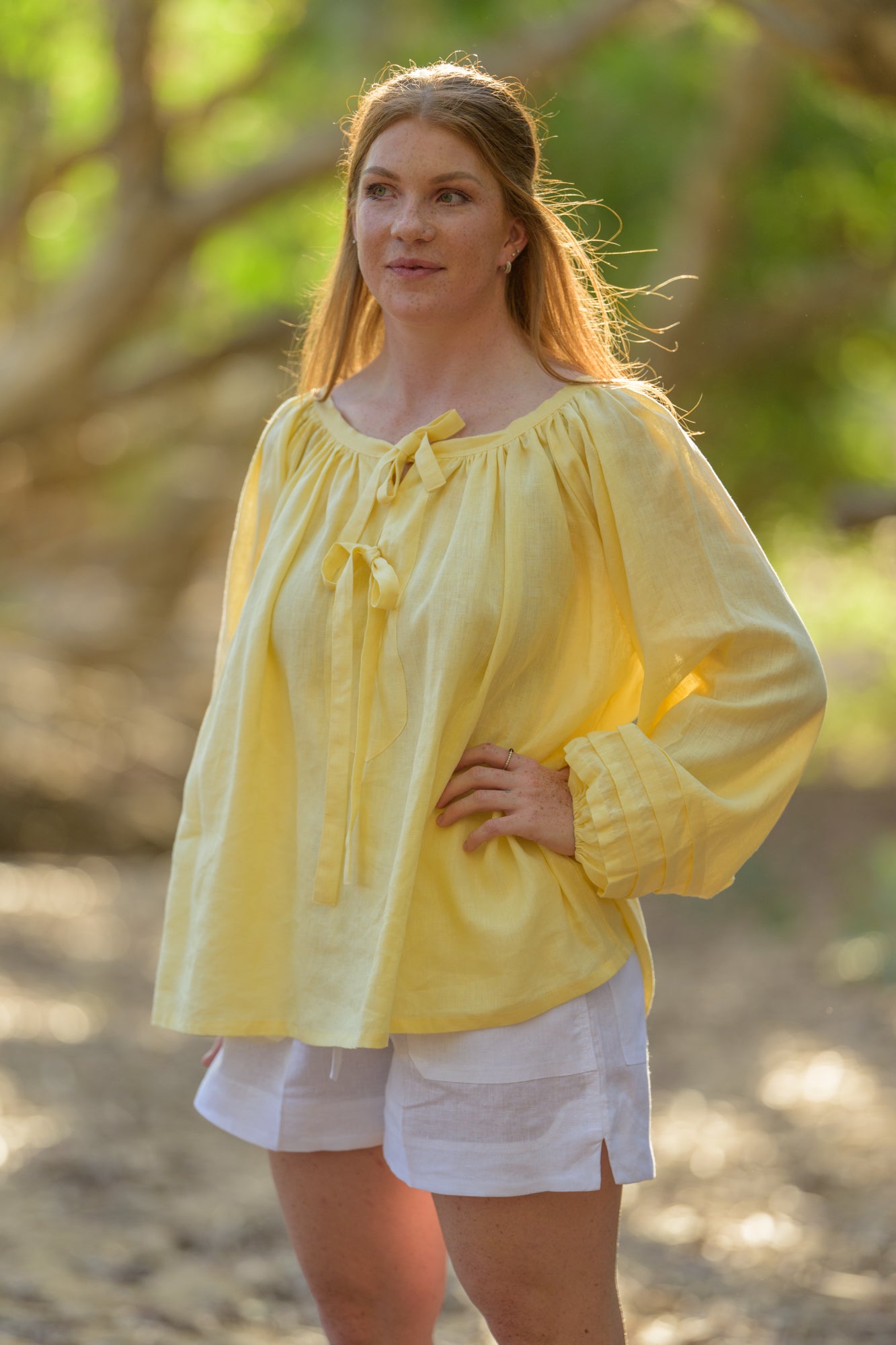 Windmill Smock Top Premium Linen - Yellow