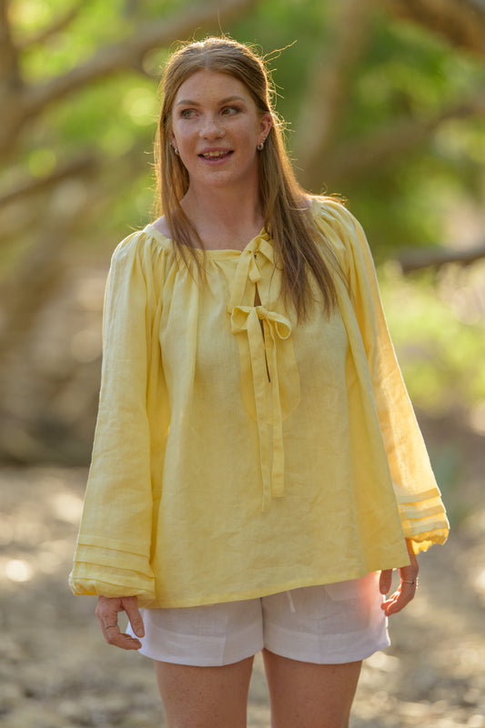 Windmill Smock Top Premium Linen - Yellow