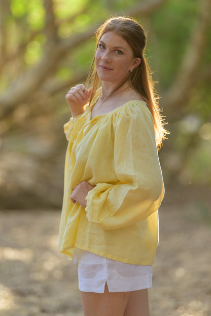Windmill Smock Top Premium Linen - Yellow