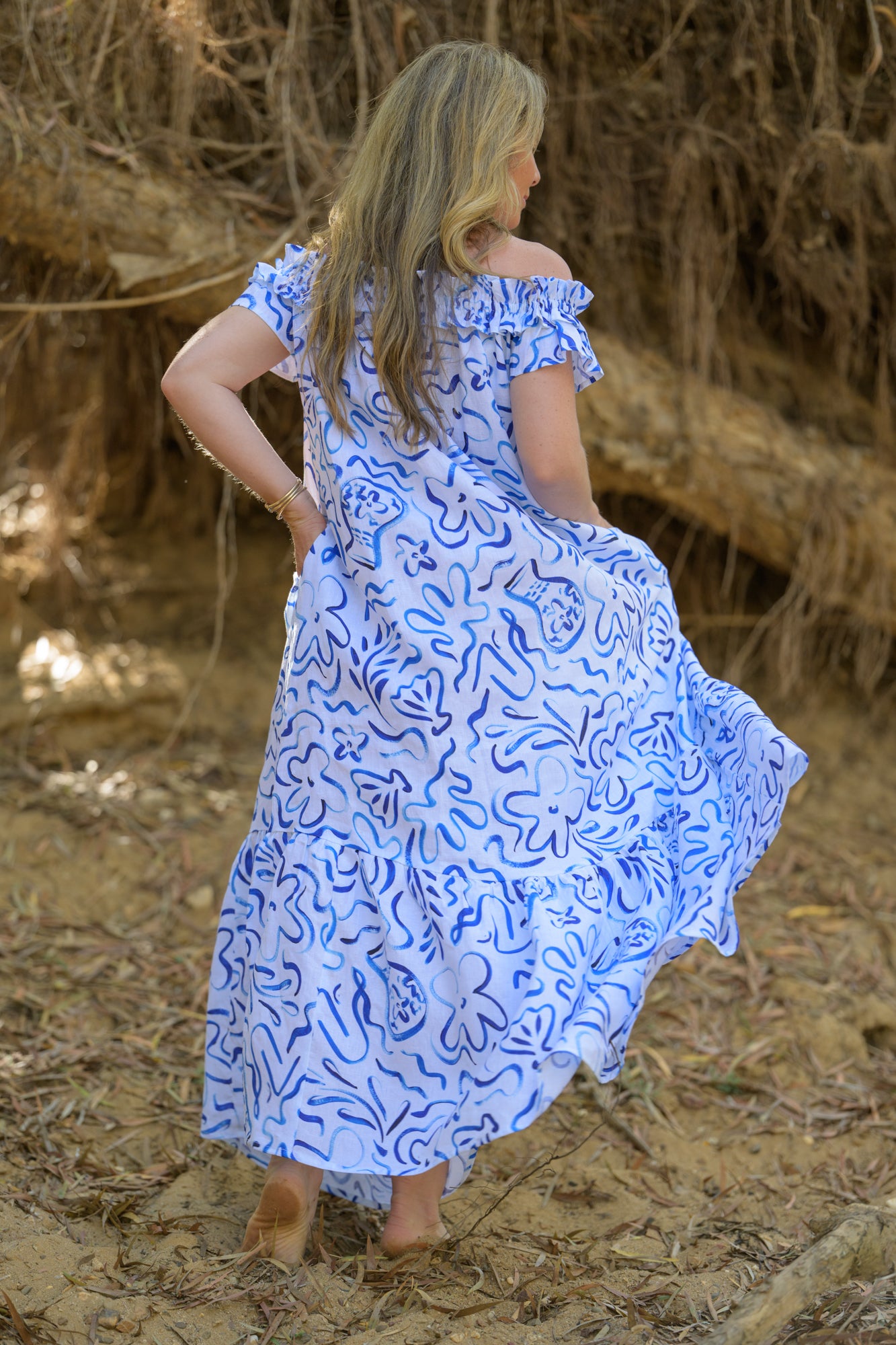 River Stone Premium Poplin Dress - Pattern