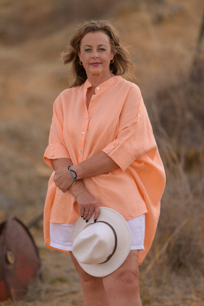 Galah Top Pure Linen - Apricot
